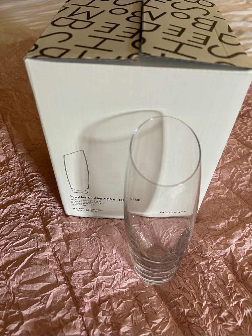 Brand New BOMSHBEE Clear Sloane Champagne Flute - 4 flutes in set with box
